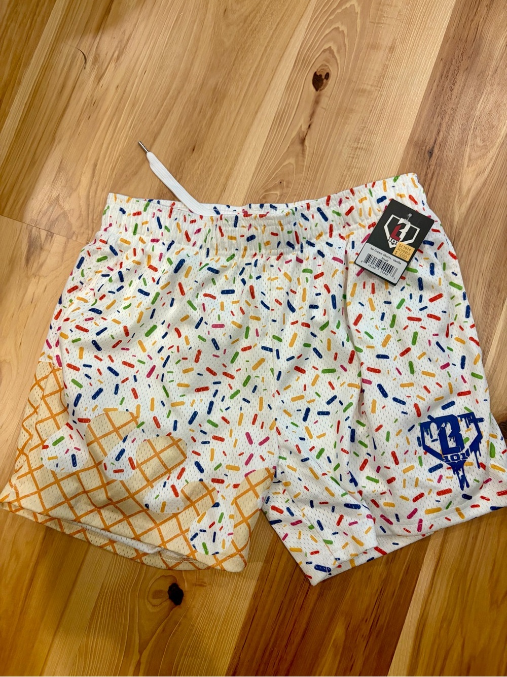 Basketball Sprinkles Print Men’s Shorts - White